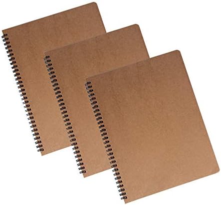 zmybcpack 3 Pack Spiral Blank Journal Notebook, 8 x 10.5 inch Sketchbooks