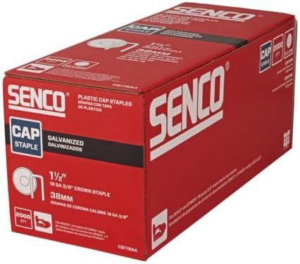 SENCO Cap Staples for Pneumatic Stapler, 1-1/2 inch, 2,000 Pack (CS17BAA)