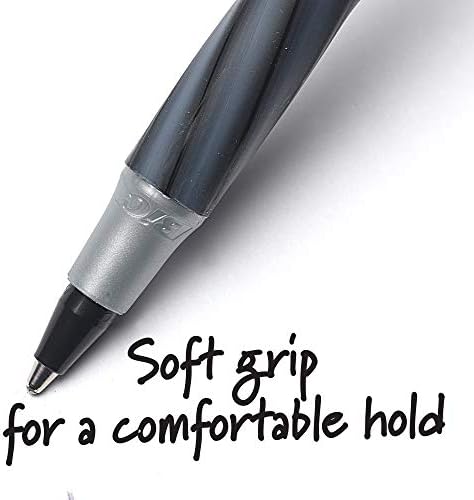 BIC Round Stic Grip Xtra Comfort Ballpoint Pens, Medium Point (1.2mm), Black, Soft Grip For Added Comfort And Control, 36-Count Pack (GSMG361-BLK) (Pack of 18, 648 Count Total)
