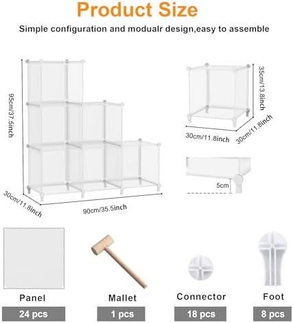 AWTATOS Cube Storage Organizer, Closet Organizers, 6 Cube Shelf, Clear