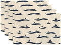 Batmerry Maritime Ocean Linen Placemats Set of 4, Nautical Sailing Washable Table Mats for Kitchen Table Thickened Heat Insulation Dining Set Indoor Outdoor 12X18 in