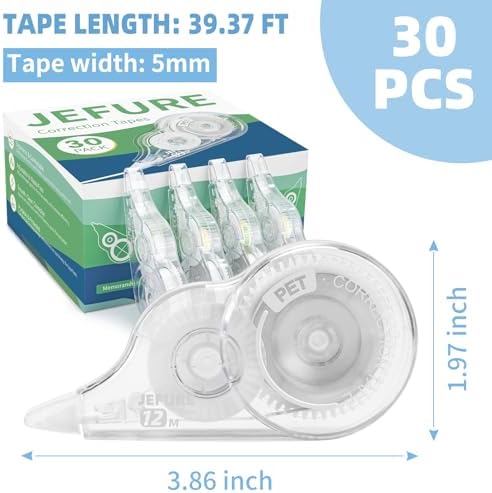 30 Pcs Correction Tape, 39.4 ft White Wrong Out, 0.2 in Width