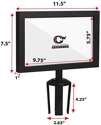 Crowd Control Warehouse Stanchion Post-Top Sign Frame, 7 X 11 Inch
