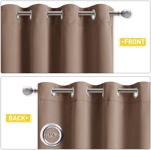 NICETOWN Sound Barrier 100% Blackout Divider Curtains 84", Noise, Heat and Cold Blocking Drapes with Felt Fabric Lining for Nursery/Daytime Sleep/Bedroom (Cappuccino, 2 PCs, 52" Wide)