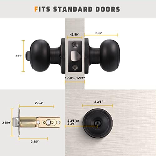 KNOBWELL Oil Rubbed Bronze Door Knobs Interior, 2 Pack Privacy Door Knob Stainless Steel Door Knob for Bathroom or Bedroom, Inrerior Door Knob Lock Set