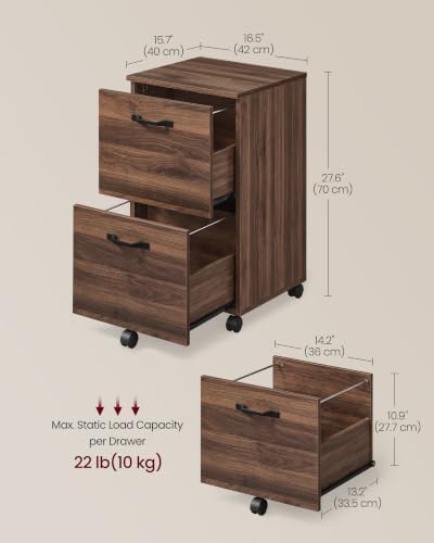VASAGLE 2-Drawer File Cabinet, Small Rolling Filing Cabinet