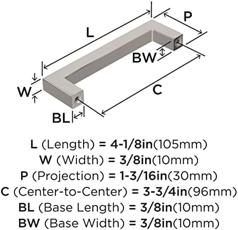 Amerock | Cabinet Pull | Polished Nickel | 3-3/4 inch (96 mm) Center to Center | Monument | 2 Pack | Drawer Pull | Drawer Handle | Cabinet Hardware