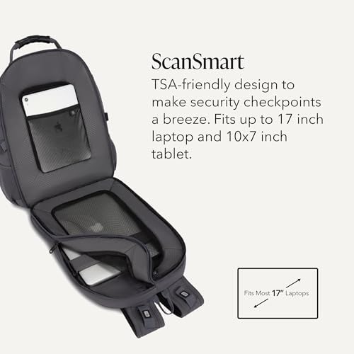 SWISSGEAR 1900 ScanSmart Laptop Backpack, Fits Most 17-Inch Laptops, TSA-Friendly Lay-Flat Design, RFID Protection, and Tablet Pocket, Black, 31L, 18.5-Inch