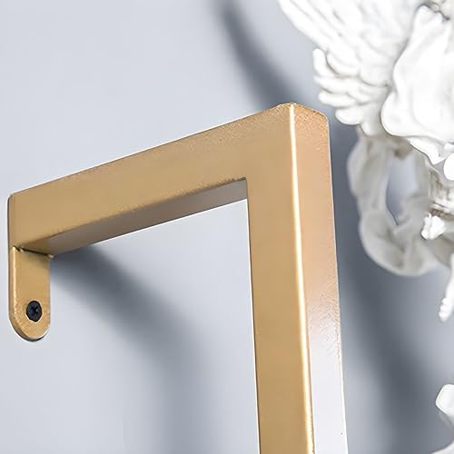 Contemporary Wall Unit Bookcase Metal Frame Pine Wood Shelf Bookshelf Wall-Mounted Bookshelf Wrought Iron Bag Rack Multi-Layer Clothing Store Decoration White Gold 23.6" L x 9.8" W x 42.5" H
