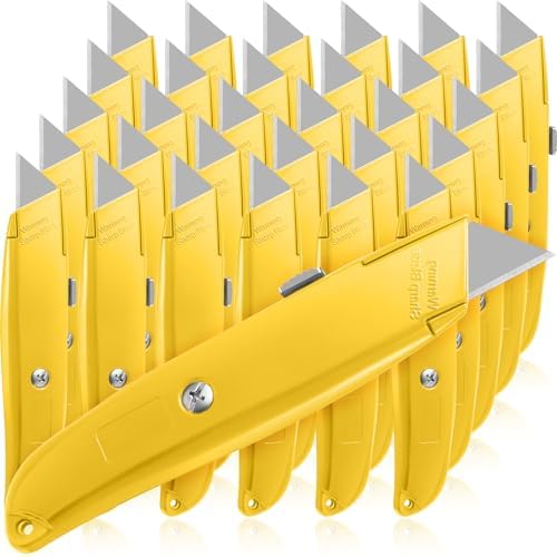 Reginary 30 Pcs Box Cutters Bulk, Utility Knives, Yellow