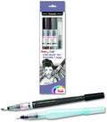 Pentel Arts Color Water Brush Box Set, Black/Gray/Sepia/Aquash (GFLFRHBP)