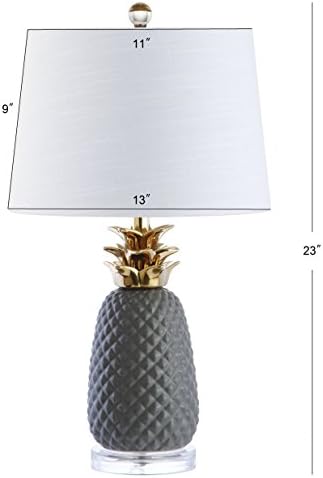 JONATHAN Y Pineapple Ceramic Table Lamp Bedside Nightstand 23", Gray/Gold