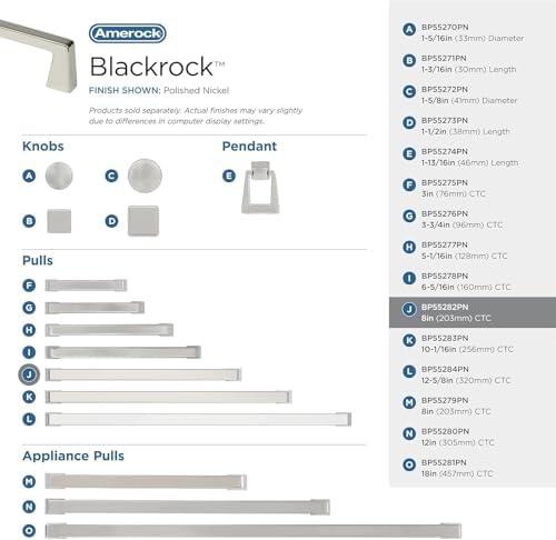 Amerock 8" Blackrock Polished Nickel Drawer Pull