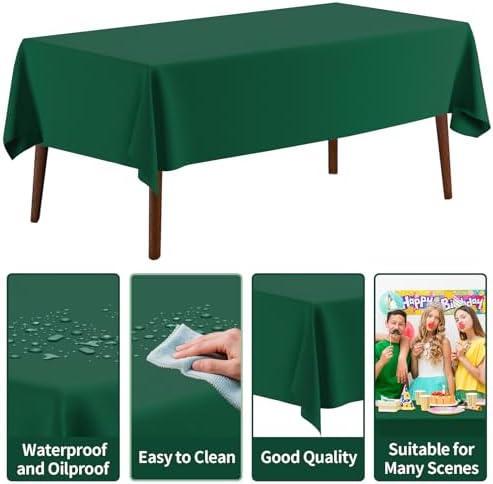 CXPSINC 54 Inch X 300 Feet Plastic Table Cover Roll Disposable Tablecloth with Slide Cutter for All Type/Shape Tables | Party, Banquet, Birthdays, Weddings(Green, 300 Feet)