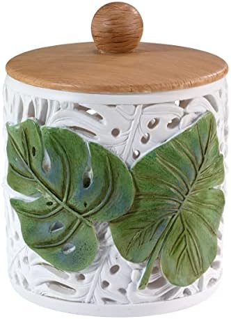 Avanti Linens - Covered Jar, Countertop Organizer, Leaf Inspired Home Decor (Viva Palm Collection)