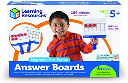Learning Resources Magnetic Ten-Frame Answer Boards - Set of 4 with 100 Colorful Counters/Discs, Ages 5+ | Grades K+ Giant Magnetic Ten Frame Boards Set