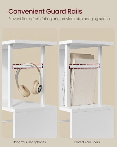 VASAGLE 6-Tier Book Shelf, S-Shaped Tall Display Shelf for Living Room | Bookcase Book Shelf, Tall Narrow Display Shelf Storage, Cloud White and Matte White, BARNET Collection ULLS172KD01