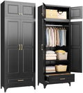 SteeLoong 86”H Metal Wardrobe Cabinet,Armoire Wardrobe Closet with Drawer