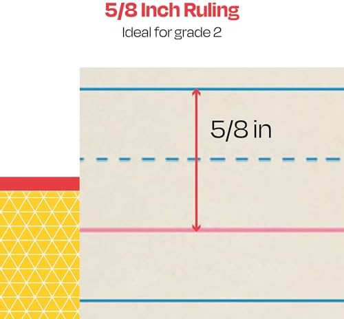 School Smart Zaner-Bloser Writing Paper, Handwriting Practice Lined Paper, Grade 2 Learning, 5/8 Inch Rule, 10-1/2 x 8 Inches, 500 Sheets