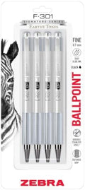 Zebra Pen F-301 Signature Series Ballpoint Pen, Black, 0.7mm, 4-Pk (27214)