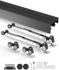 VEVOR Bypass Door Hardware, 8ft Heavy Duty Bypass Sliding Door Hardware Kit, Aluminum Alloy Sliding Closet Door Hardware Set with Finger Pulls, for 2 Door System, Fit Door Thickness 1 3/8" - 1 3/4"
