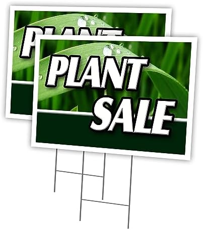 PLANT SALE 2 Pack Of 18" x 24" Yard Sign & Stake | Advertise Your Business | Stake Included Image On Front Only | Made in The USA