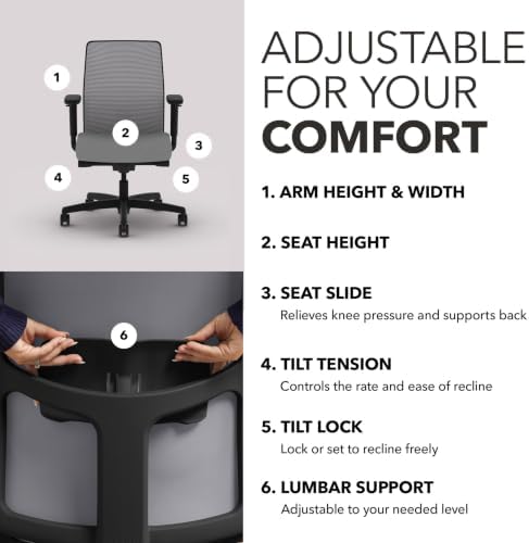 HON Ignition 2.0 Low Back Ergonomic Office Chair, Desk Chair, Frost