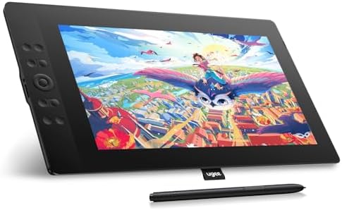 UGEE 15.4 inch Drawing Tablet with Screen，143% sRGB UE16 Computer Graphics Tablet with Full-Laminated Screen 8+1 Hot Keys 16K Level Pressure Battery-Free Stylus，Drawing Pad for PC/Windows/Mac/Android