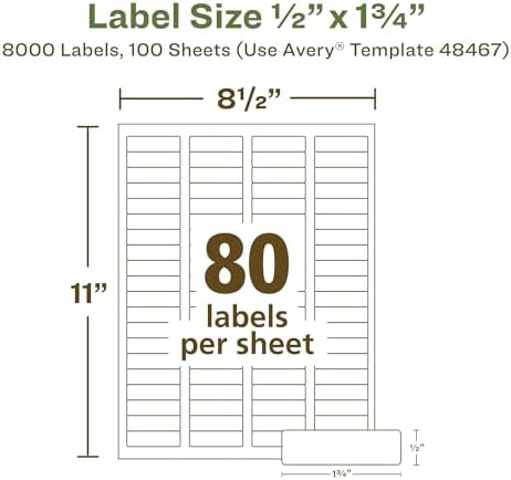 Avery® EcoFriendly Recycled Return Address Labels, 1/2" x 1-3/4", White, Permanent Label Adhesive, 8,000 Printable Labels (48467)