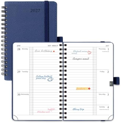 POPRUN 2027 Pocket Calendar, 4" x 6.25" Small Weekly Planner, Mini Agenda