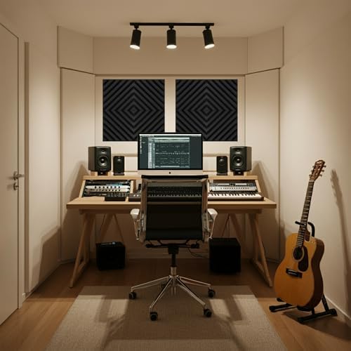 Foroomaco Slash Acoustic Foam Panels, 12 x 12 x 2 in, 12 Pack, Black