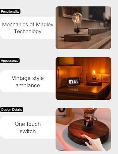 MOOCCI Levitating Bulb Lamp, Magnetic Floating Night Light for Desk Decor