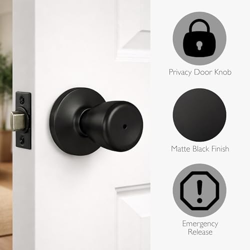 Design House Terrace Privacy Door Knob, Matte Black