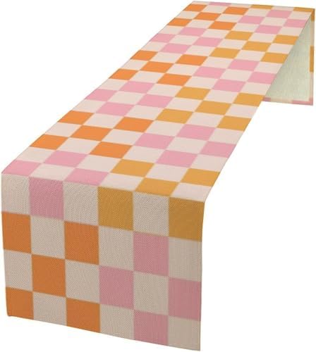 Retro 70s Floral Table Runner Spring Groovy Flower Dinner Runner for Home Kitchen Dining Table Decoration 13x90 Inch