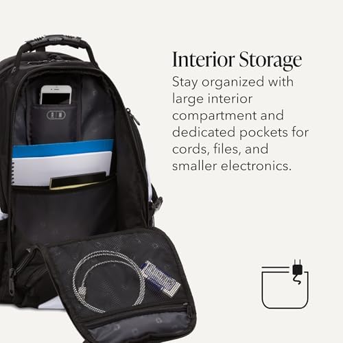 SWISSGEAR 1900 ScanSmart Laptop Backpack, Fits Most 17-Inch Laptops, TSA-Friendly Lay-Flat Design, RFID Protection, and Tablet Pocket, Black, 31L, 18.5-Inch