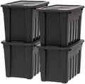 IRIS USA 4-Pack 20 Gal Heavy Duty Storage Totes with Lids, Black