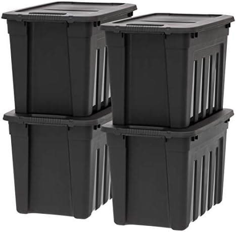IRIS USA 4-Pack 20 Gal Heavy Duty Storage Totes with Lids, Black