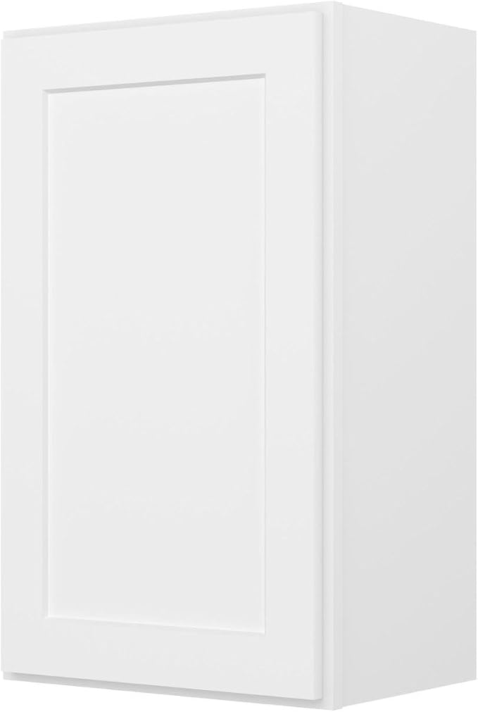 Furinno Shaker Wall Kitchen Cabinet 1-Door-2 Shelves, Ready to Assemble, 12 D x 18 W x 30 H, White
