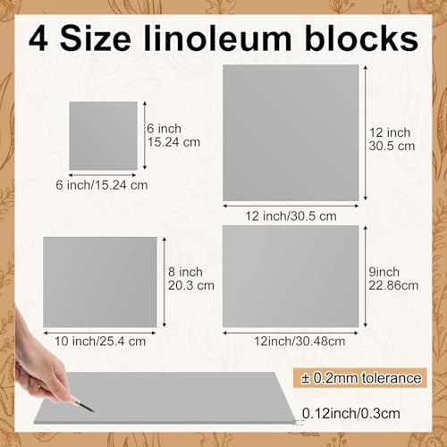 Yeaqee 8 Pcs Mixed Sizes Linoleum Blocks for Printmaking, Gray