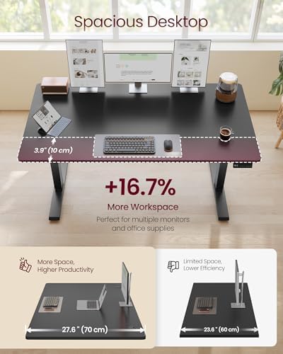 VASAGLE Electric Standing Desk, Height Adjustable, 55.1 x 27.6 Inches