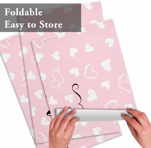 Pink Valentine's Day Placemats Set of 6, Valentines Love Heart Heat Resistant Washable Table Place Mats Cotton Table Linens Party Holiday Decorations for Home Kitchen Dining Table Outdoor Indoor,