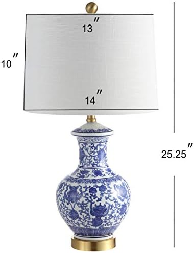 JONATHAN Y Jennifer Ceramic Ginger Jar Lamp 25.25", Blue/White, Set of 2