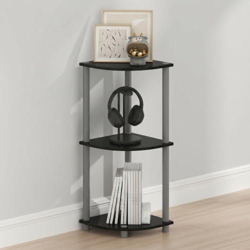 Furinno Turn-N-Tube Toolless Assembly 3-Tier Storage Shelves, Black