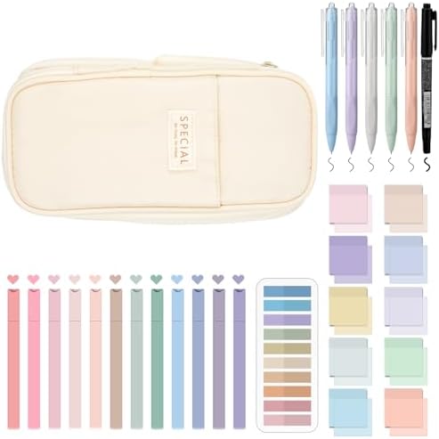 Jutom 39 Pcs Aesthetic Book Annotation Kit,Cream,Cute Style