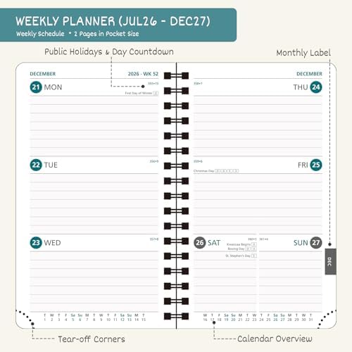 BEZEND Pocket Calendar 2026-2027, Weekly Monthly Academic Planner (3.5"x6")