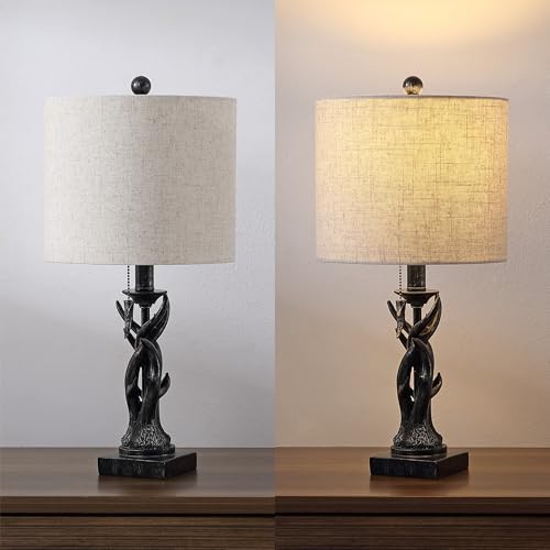JONATHAN Y Gaston Rustic Faux Antler Resin Table Lamp 20.5", Antique Black