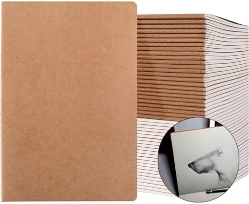 50 Pack A5 Lined Kraft Notebook Journals 8.3x5.5 In，Travel Journals Notebooks Bulk，Subject Notebooks 34 Sheets 68 Pages for Writing School Office Supplies (Blank-50 Pack)