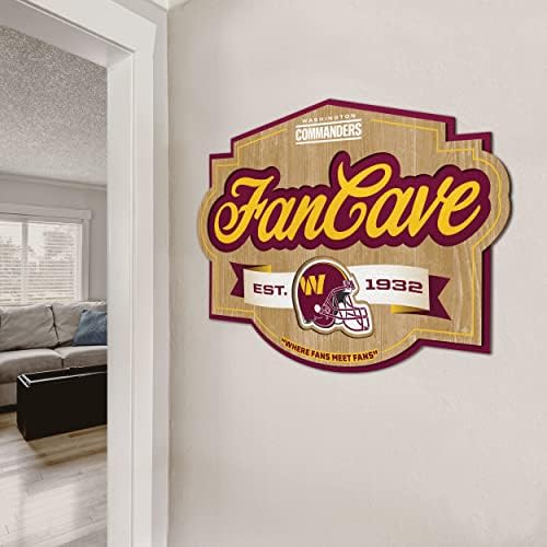 YouTheFan NFL Washington Commanders Fan Cave Sign for Office, Team Colors