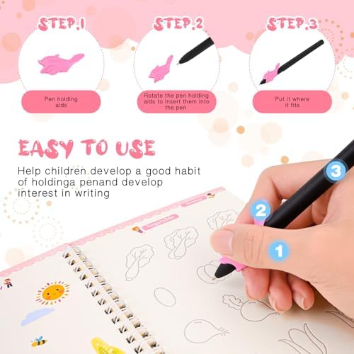 Magic Grooved Reusable Writing Books, Tracing Workbook for Kids Ages 3‑5