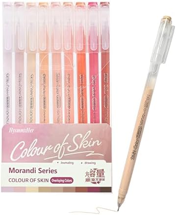9 Colored Gel Pens Set, 0.6mm Fine Point for Black Paper & White Paper, Pens for Journaling, Adult Coloring Books, Bible, Drawing, Note Taking, Art & Journaling Supplies (Beautiful Skin Colors)